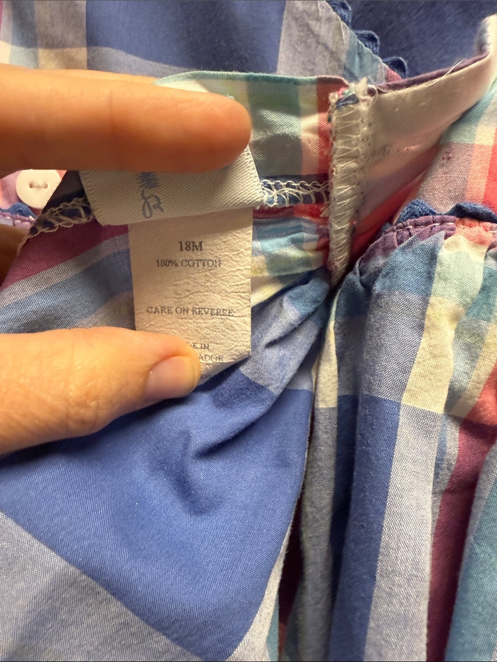 Bella Bliss Plaid Sleeveless Cotton Dress in Blue & Pink for Kids with Bloomers - Picture 3 of 3